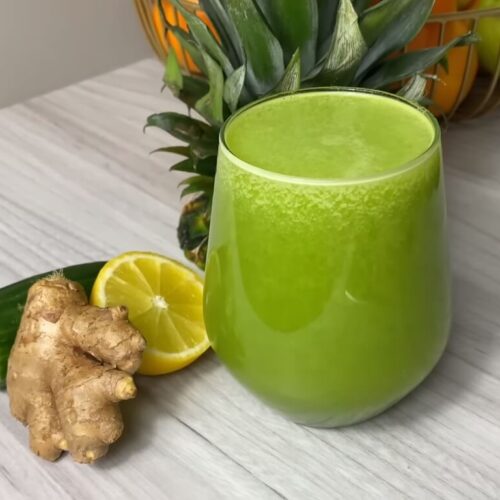 Clown Juice TikTok image with lemon and ginger garnish instead of fruits
